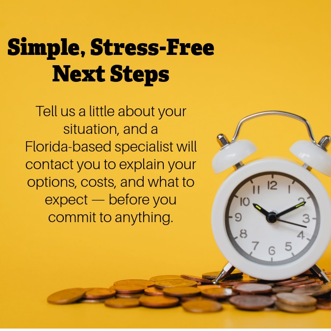 Alarm clock sitting on coins next to text about simple, stress-free next steps for starting an ignition interlock process on a yellow background.